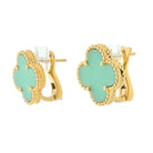 Van Cleef & Arpels 18K Yellow Gold Vintage Alhambra Jade Earrings - The Back Vault