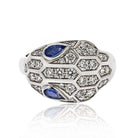 Bvlgari Serpenti 18K White Gold Vipor Snake Sapphire Eyes Ring - The Back Vault