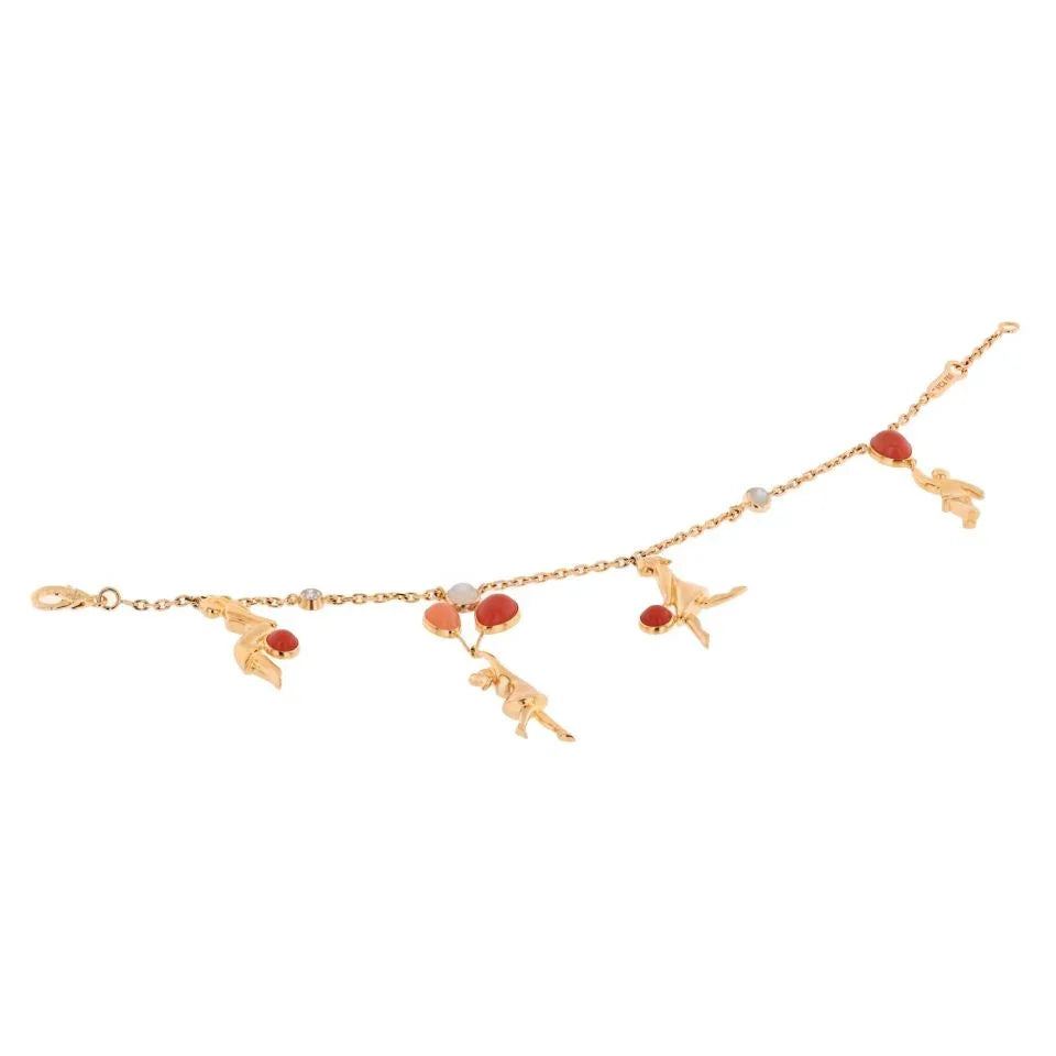 Van Cleef & Arpels 18K Rose Gold Mercredi A Paris Coral 4 Charm Bracelet - The Back Vault