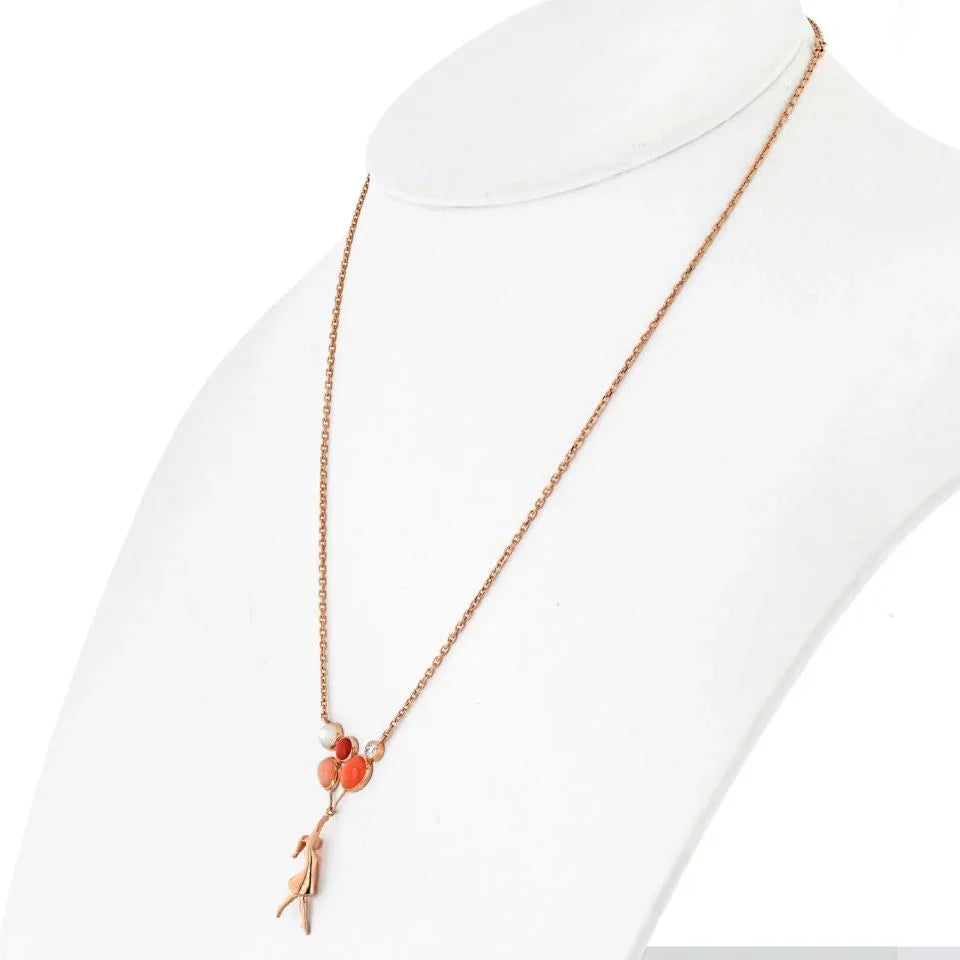 Van Cleef & Arpels 18K Rose Gold Mercred A Paris Coral Girl Charm Necklace - The Back Vault