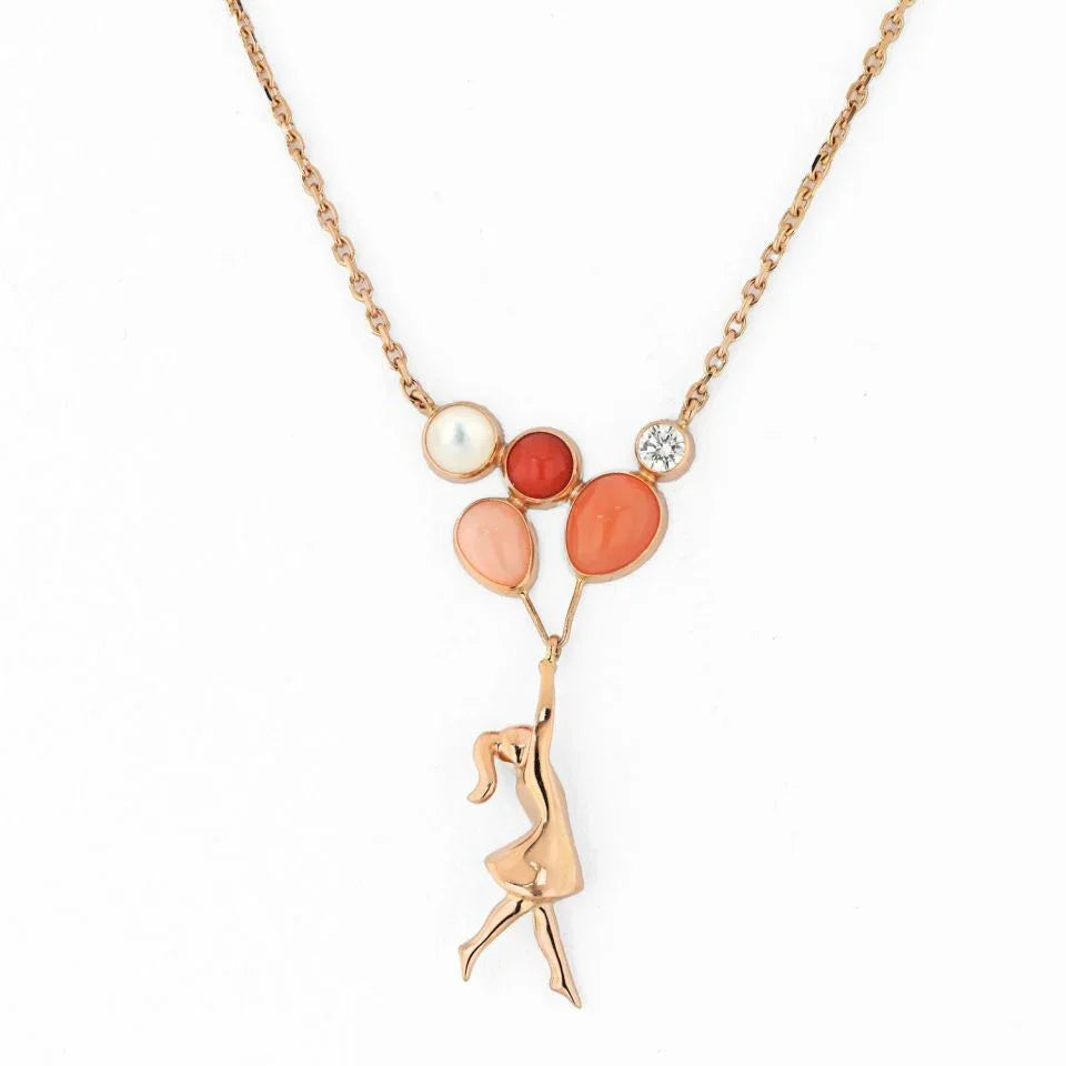 Van Cleef & Arpels 18K Rose Gold Mercred A Paris Coral Girl Charm Necklace - The Back Vault