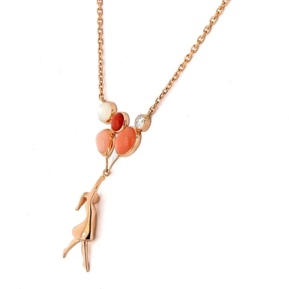 Van Cleef & Arpels 18K Rose Gold Mercred A Paris Coral Girl Charm Necklace - The Back Vault