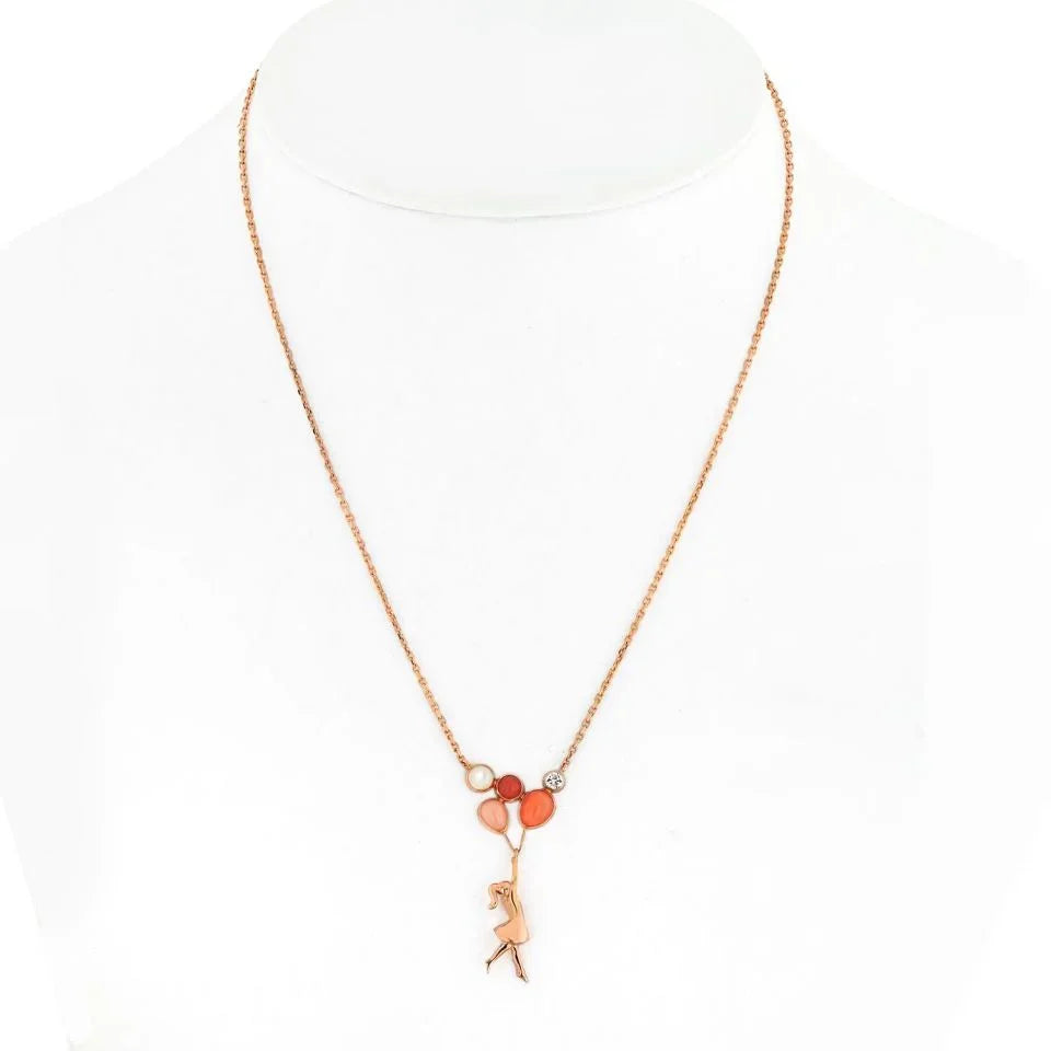 Van Cleef & Arpels 18K Rose Gold Mercred A Paris Coral Girl Charm Necklace - The Back Vault