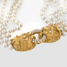 Graff 18K Yellow Gold Multi Strand Pearl Double Lion Necklace - The Back Vault