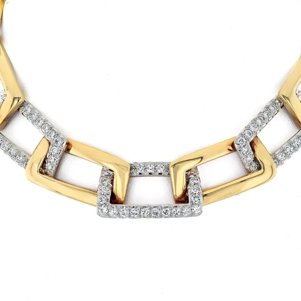 David Webb Platinum & 18K Yellow Gold Open Link Collar Necklace - The Back Vault
