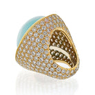 David Webb Platinum & 18K Yellow Gold Large Turquoise And Diamond Ring - The Back Vault