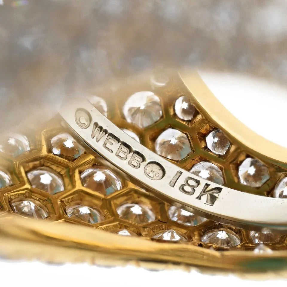 David Webb Platinum & 18K Yellow Gold Large Turquoise And Diamond Ring - The Back Vault