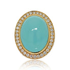 David Webb Platinum & 18K Yellow Gold Large Turquoise And Diamond Ring - The Back Vault