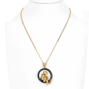 Cartier 18K Yellow Gold Panthere On A Black Onyx Necklace