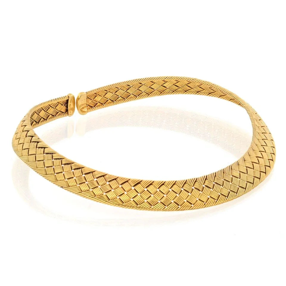 Hermes Woven 18K Yellow Gold Collar Necklace - The Back Vault