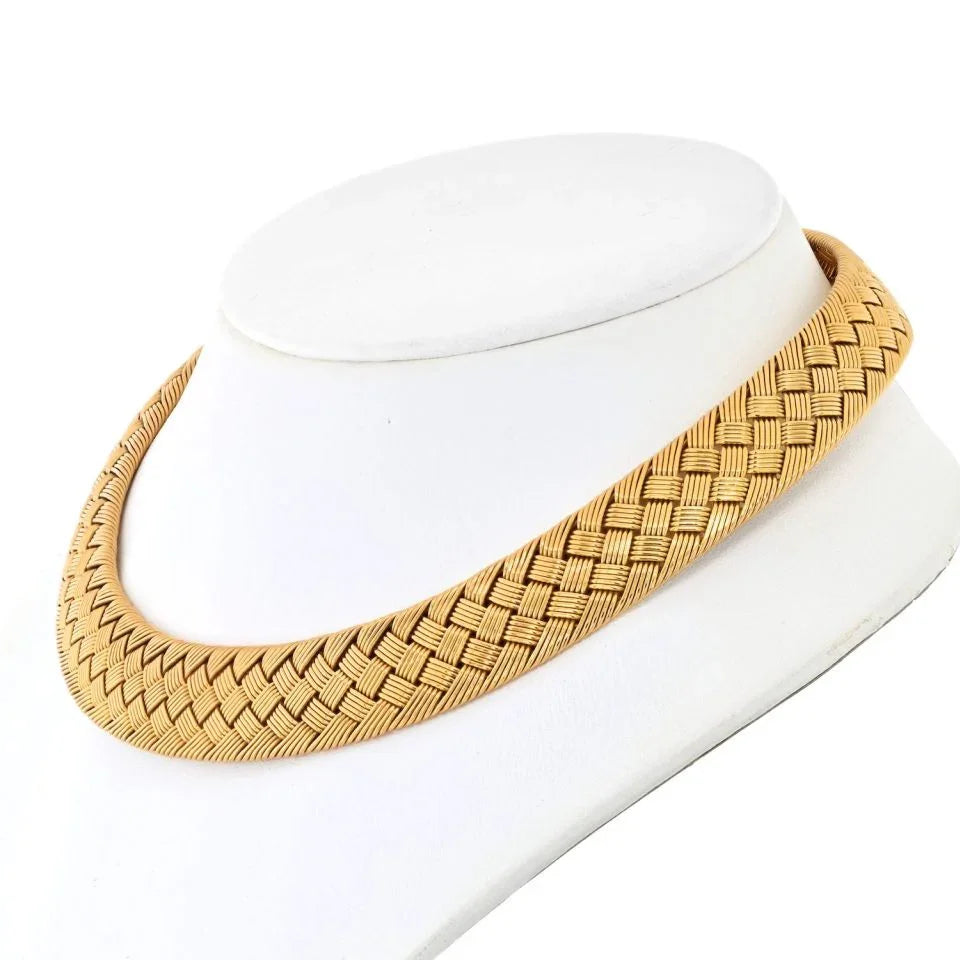 Hermes Woven 18K Yellow Gold Collar Necklace - The Back Vault