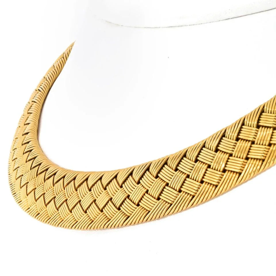 Hermes Woven 18K Yellow Gold Collar Necklace - The Back Vault