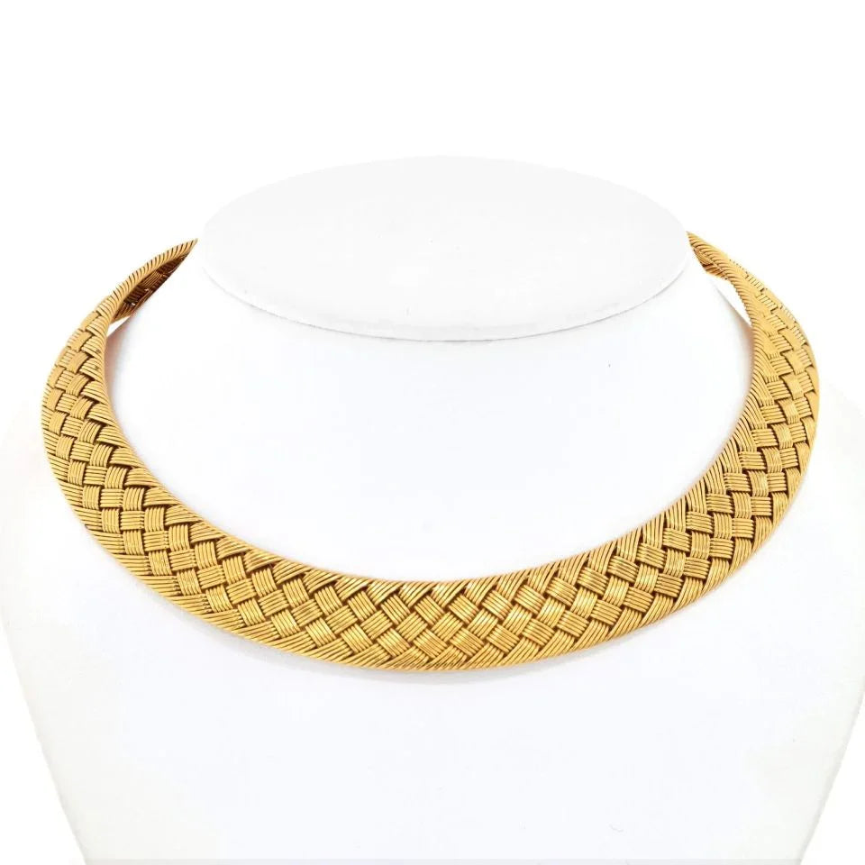 Hermes Woven 18K Yellow Gold Collar Necklace - The Back Vault