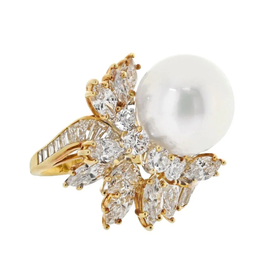 Kurt Wayne 18K Yellow Gold Pearl And Diamond 6.00cttw Ring - The Back Vault