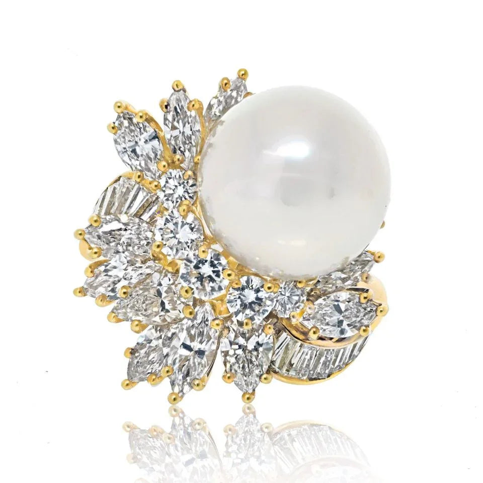 Kurt Wayne 18K Yellow Gold Pearl And Diamond 6.00cttw Ring - The Back Vault