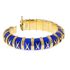 Tiffany & Co. Schlumberger Platinum & 18K Yellow Gold Blue Enamel X Motif Bracelet - The Back Vault