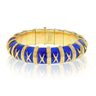 Tiffany & Co. Schlumberger Platinum & 18K Yellow Gold Blue Enamel X Motif Bracelet - The Back Vault
