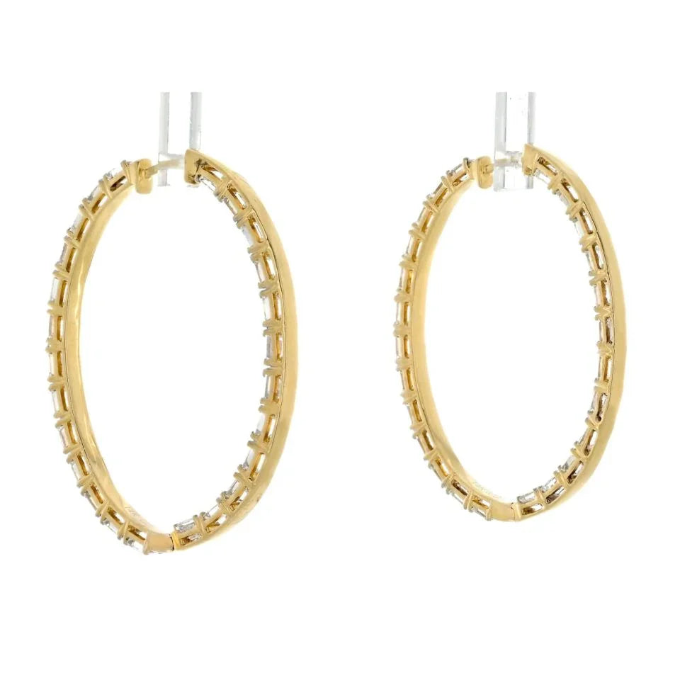 14K Yellow Gold 7.50cttw Diamond Inside Out Hoop Earrings - The Back Vault