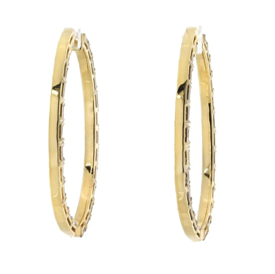 14K Yellow Gold 7.50cttw Diamond Inside Out Hoop Earrings - The Back Vault