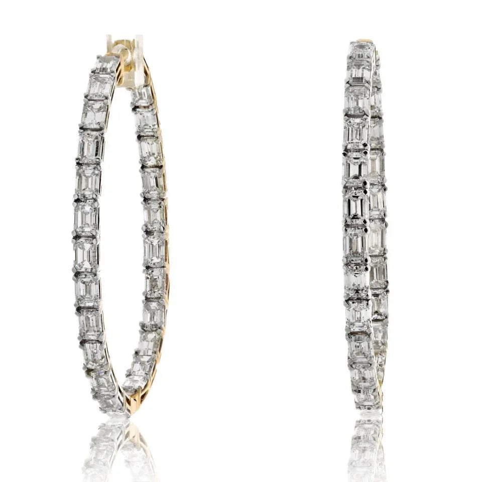14K Yellow Gold 7.50cttw Diamond Inside Out Hoop Earrings - The Back Vault
