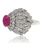David Webb Platinum & 18K White Gold Carved Ruby And Diamond Bombe Cocktail Ring - The Back Vault