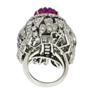 David Webb Platinum & 18K White Gold Carved Ruby And Diamond Bombe Cocktail Ring - The Back Vault