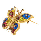 18K Yellow Gold Enamel Butterfly Brooch - The Back Vault
