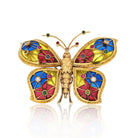 18K Yellow Gold Enamel Butterfly Brooch - The Back Vault