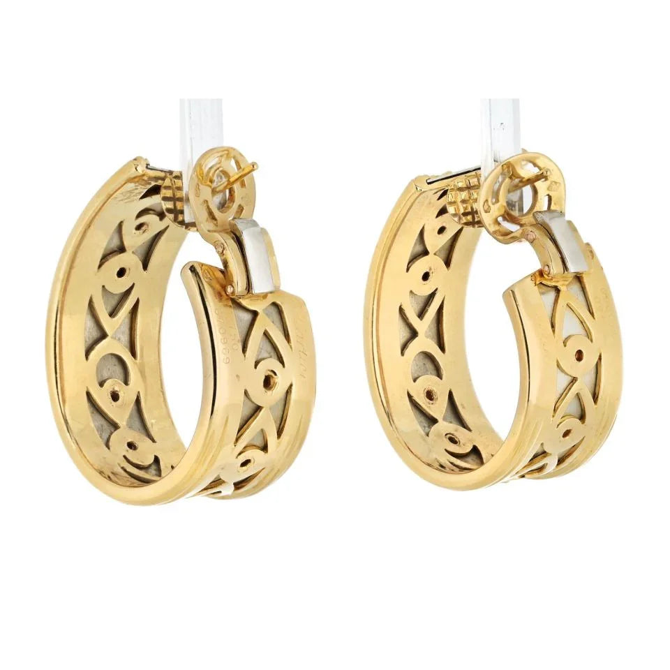 Cartier 18K Two Tone Walking Panthere Hoop Earrings - The Back Vault