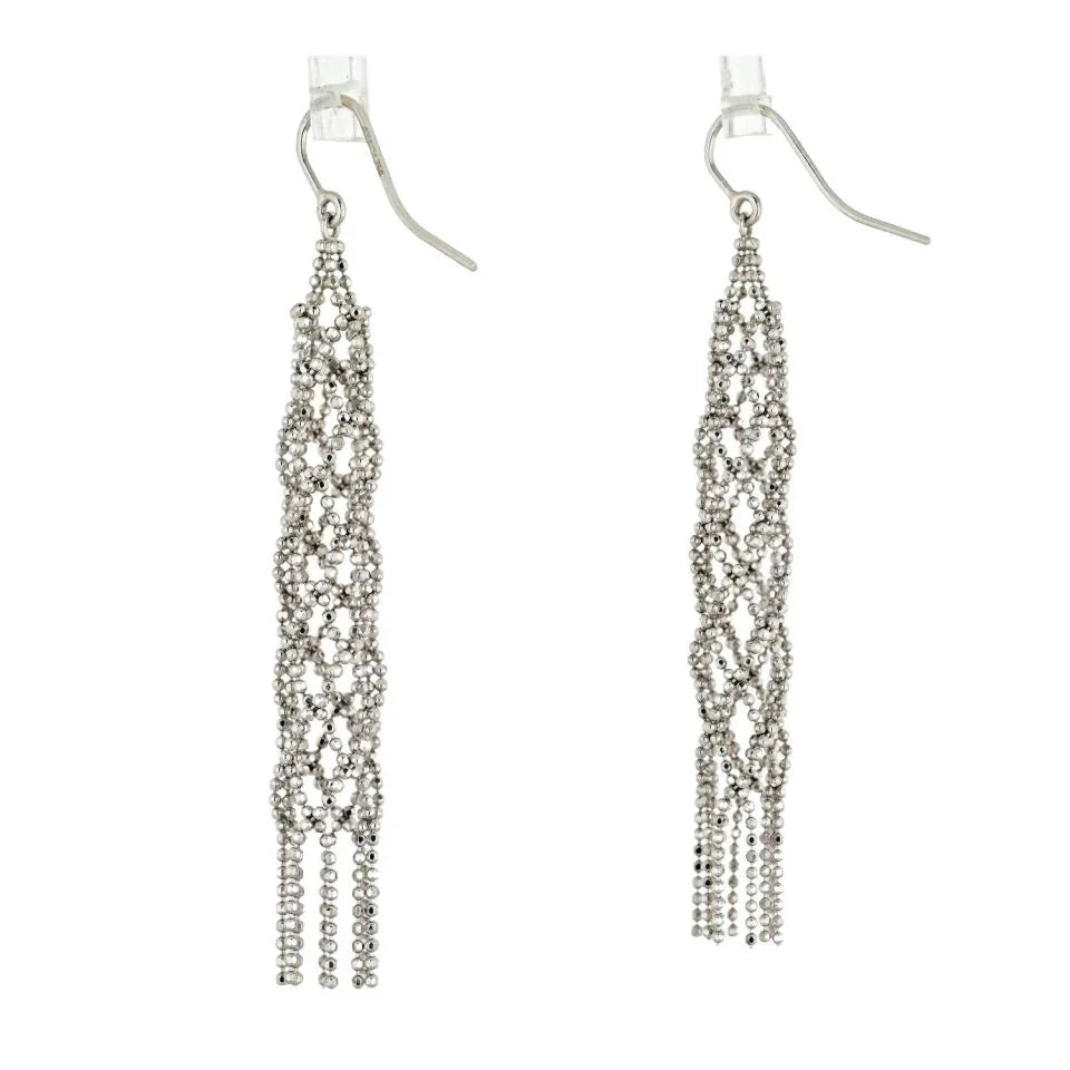 Tiffany & Co. 18K White Gold Mesh Drop Earrings - The Back Vault