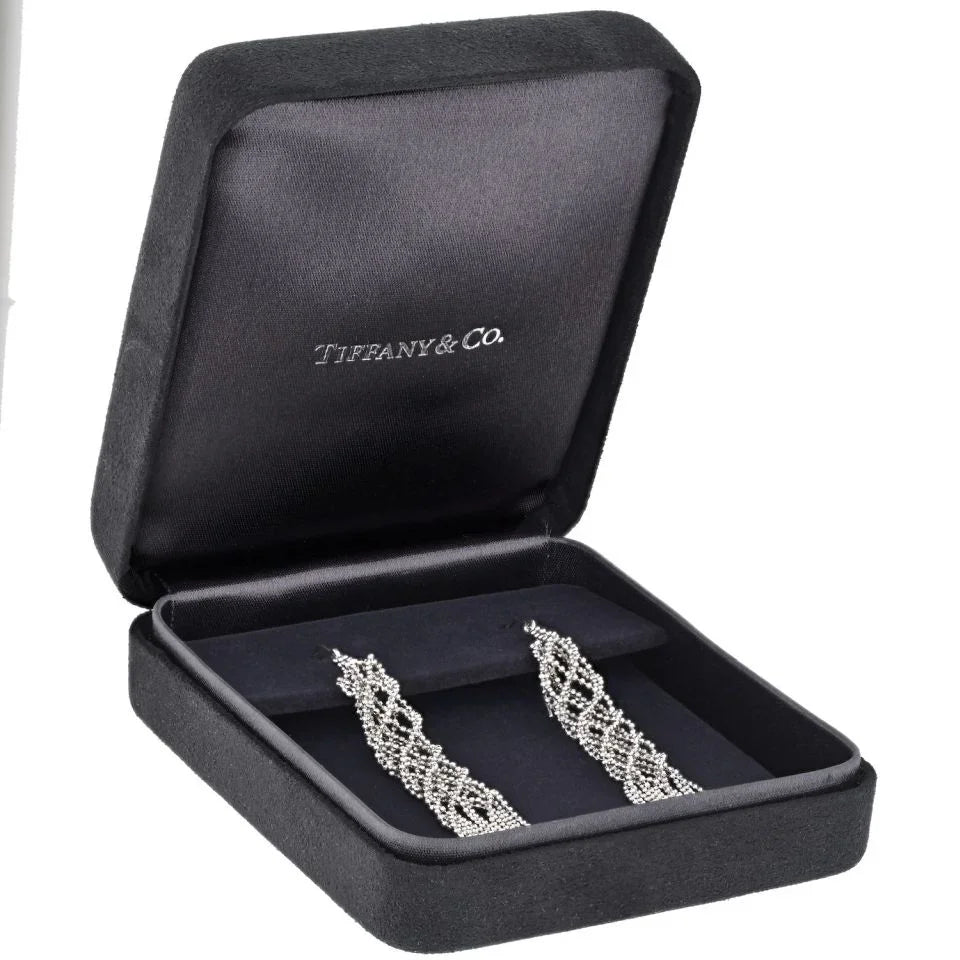 Tiffany & Co. 18K White Gold Mesh Drop Earrings - The Back Vault