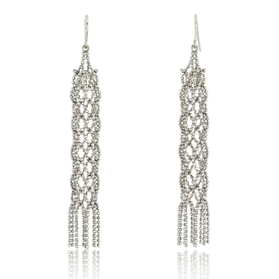 Tiffany & Co. 18K White Gold Mesh Drop Earrings - The Back Vault