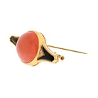 Bvlgari 18K Yellow Gold Coral, Black Enamel And Diamond Brooch - The Back Vault