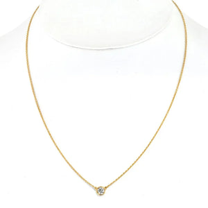 Tiffany & Co. 18K Yellow Gold 0.45ct Round Diamond Bezel Set Pendant Necklace