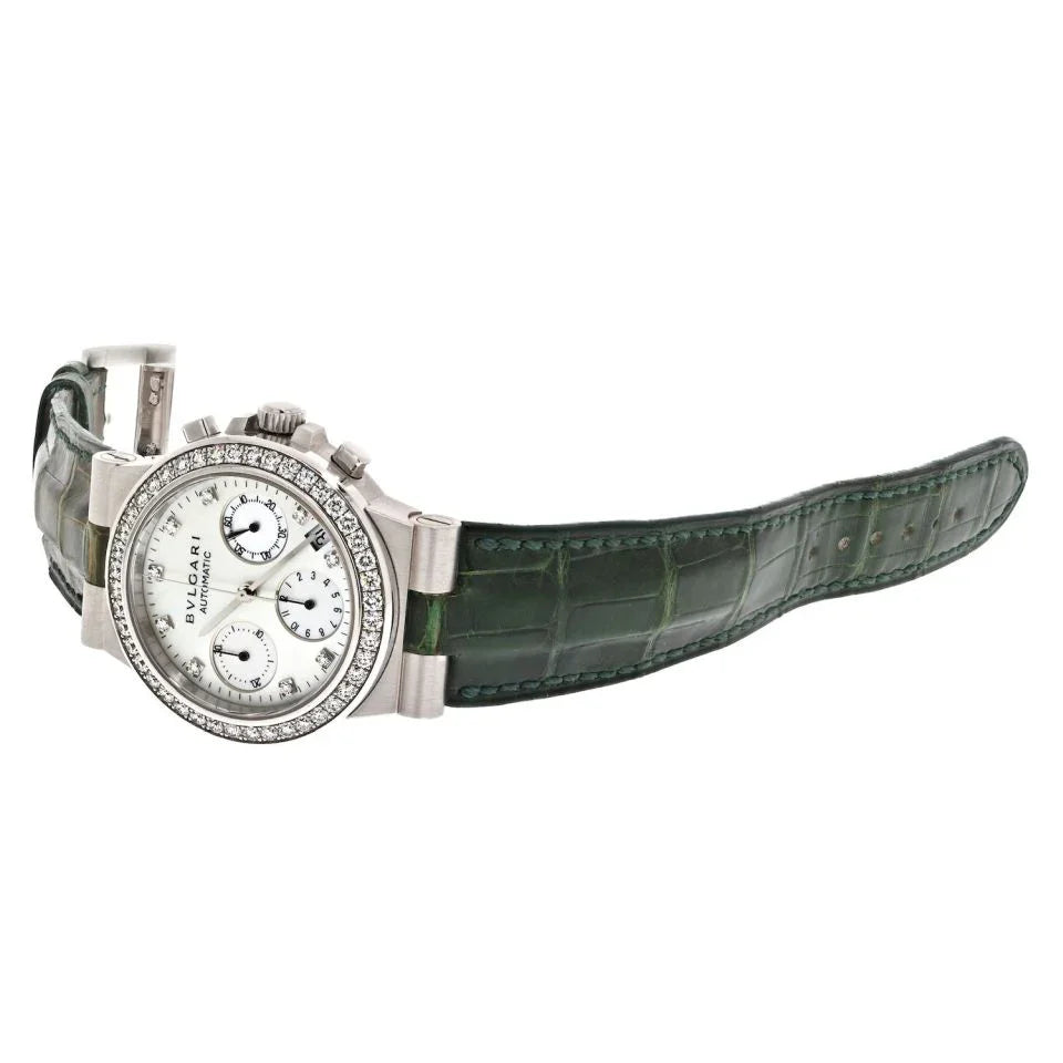 Bvlgari 18K White Gold CHW 35G Diagono Diamond Women Watch - The Back Vault