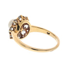14K Yellow Gold 0.80cttw Old Cut Diamond And Pearl Floral Style Ring - The Back Vault