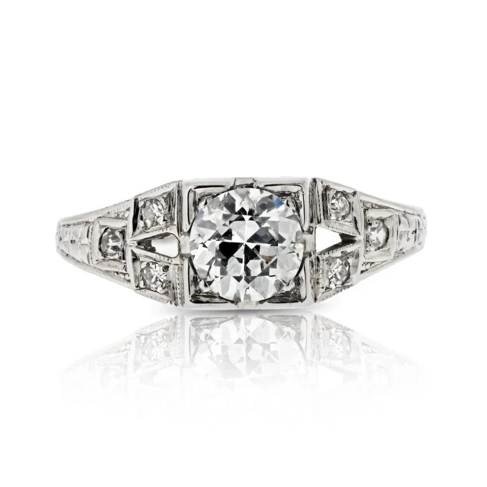 18K White Gold 0.85 Old European Cut Diamond Engagement Ring - The Back Vault