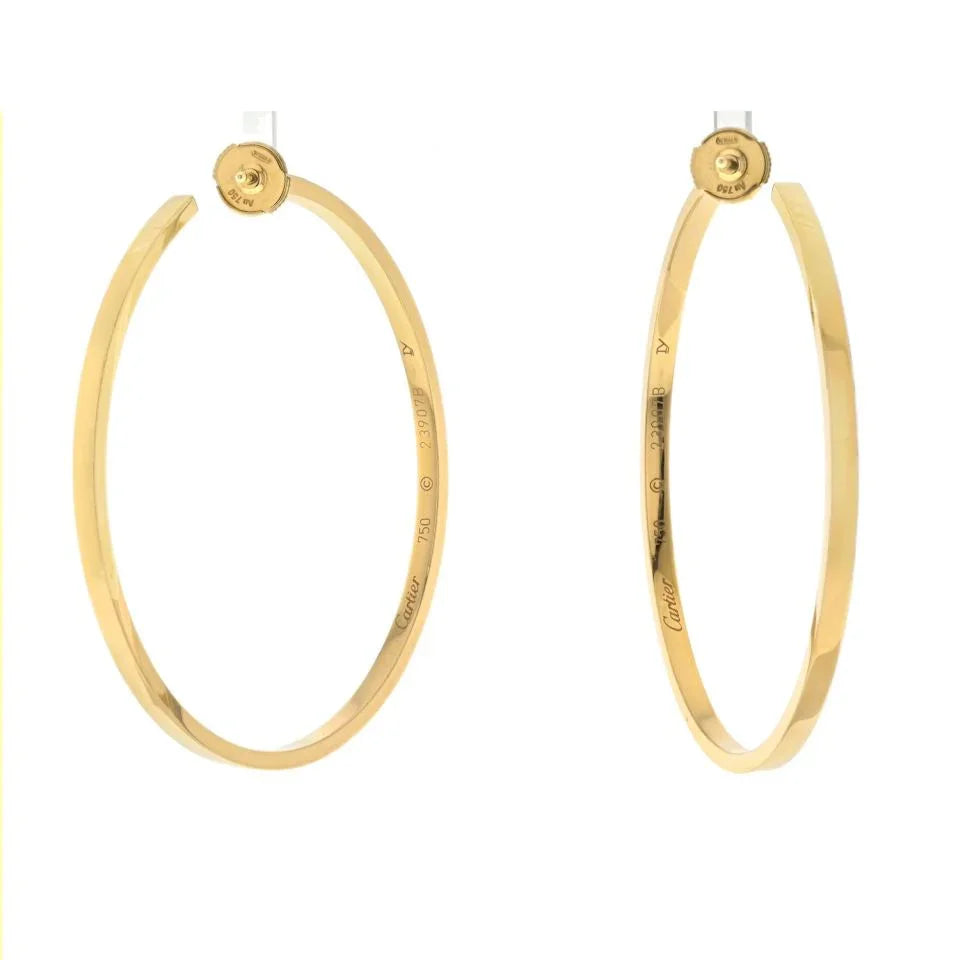 Cartier 18K Yellow Gold 5.00cttw Round Diamond Large Hoop Earrings - The Back Vault