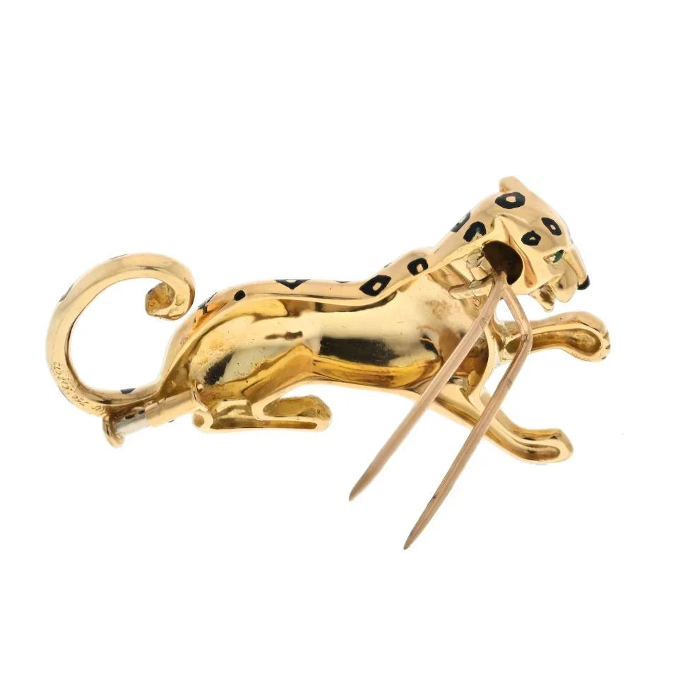 Cartier Platinum & 18K Yellow Gold Panthere Spotted Lacquer Brooch - The Back Vault