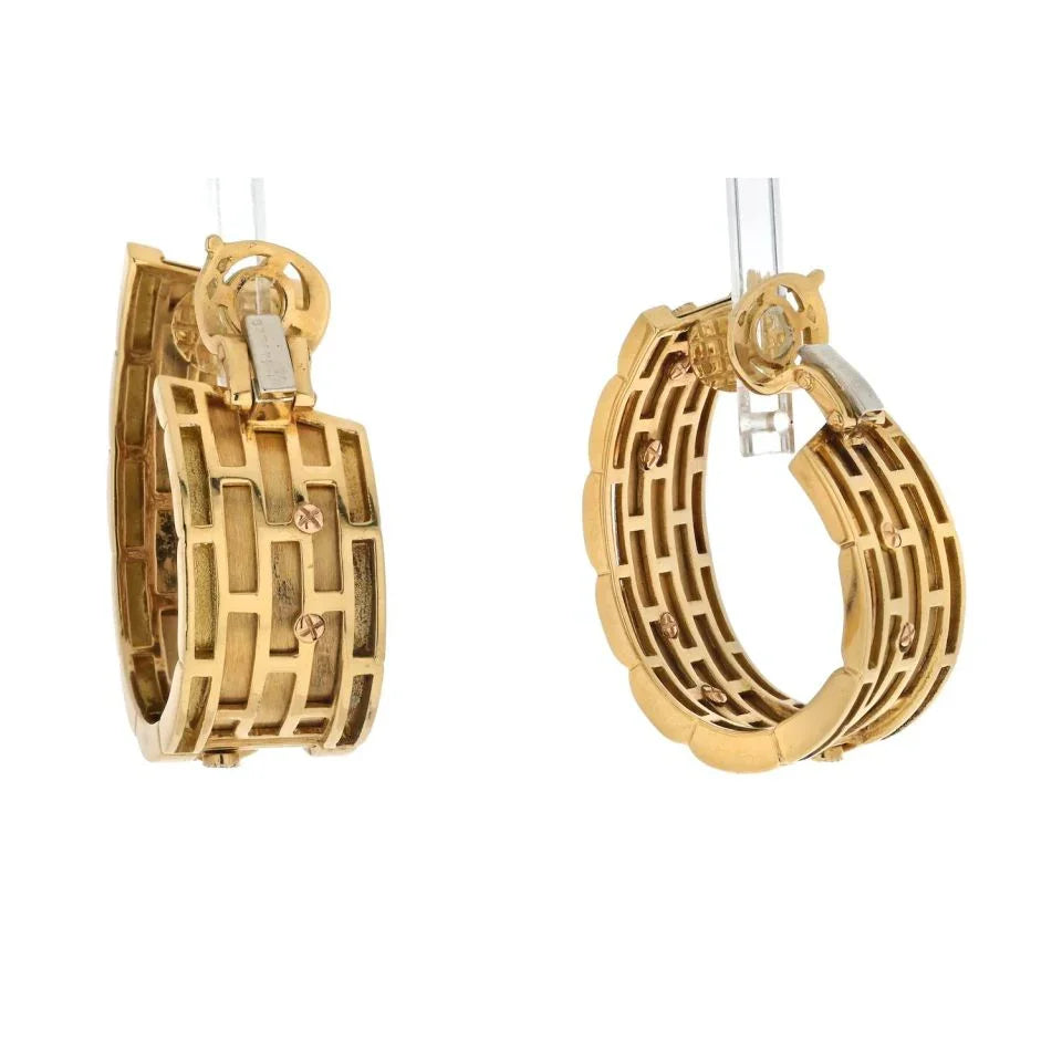 Cartier Platinum & 18K Yellow Gold Walking Pantheres Diamond Hoop Earrings - The Back Vault