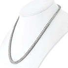 18K White Gold 26.00cttw Emerald Cut Diamond Tennis Necklace - The Back Vault