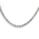 18K White Gold 26.00cttw Emerald Cut Diamond Tennis Necklace - The Back Vault