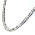 18K White Gold 26.00cttw Emerald Cut Diamond Tennis Necklace - The Back Vault
