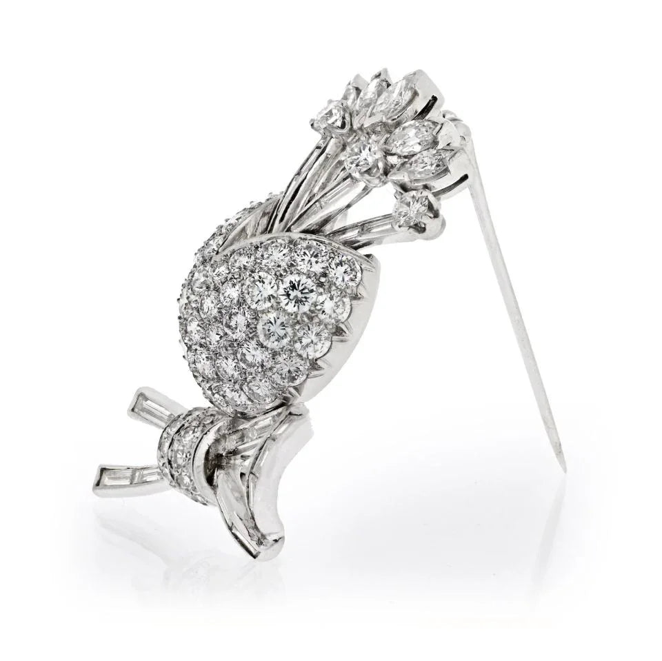 Platinum 5.00cttw Estate Diamond Brooch - The Back Vault