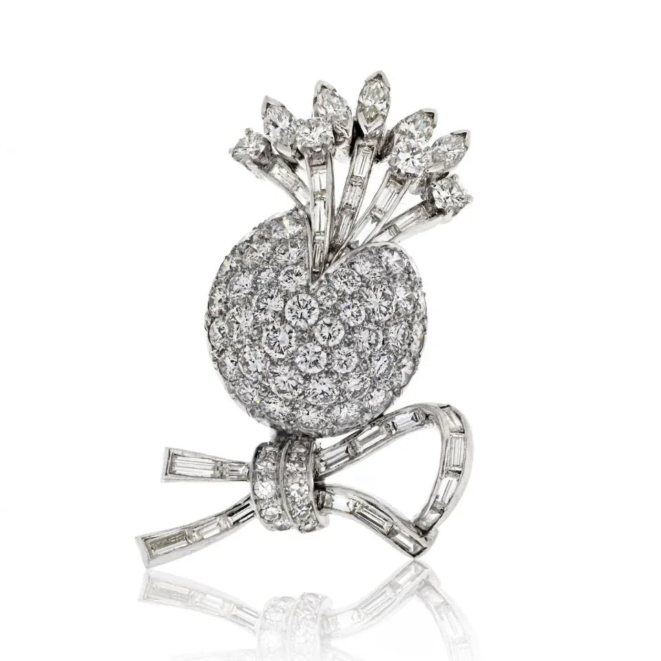 Platinum 5.00cttw Estate Diamond Brooch - The Back Vault