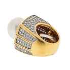 David Webb Platinum & 18K Yellow Gold Pearl And 9.00cttw Diamond Ring - The Back Vault