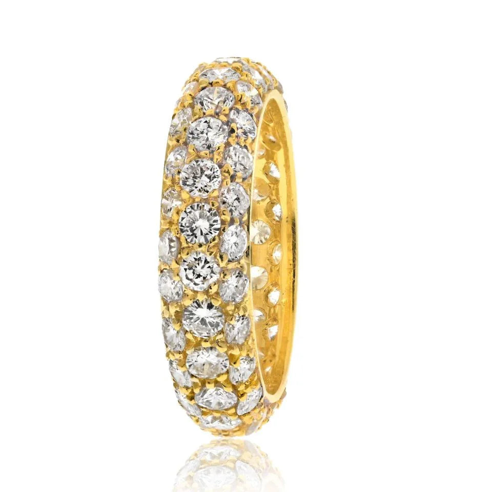 18K Yellow Gold 4.00cttw Multirow Diamond Eternity Ring - The Back Vault