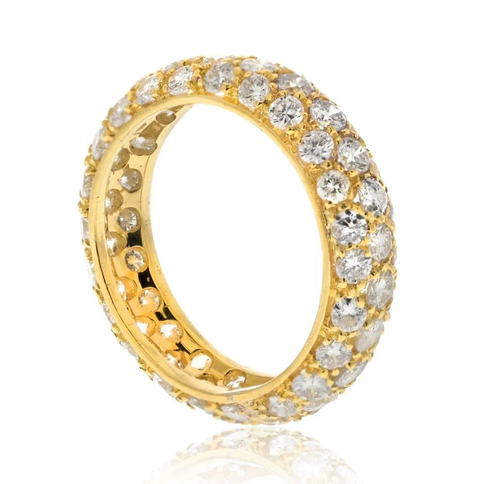 18K Yellow Gold 4.00cttw Multirow Diamond Eternity Ring - The Back Vault