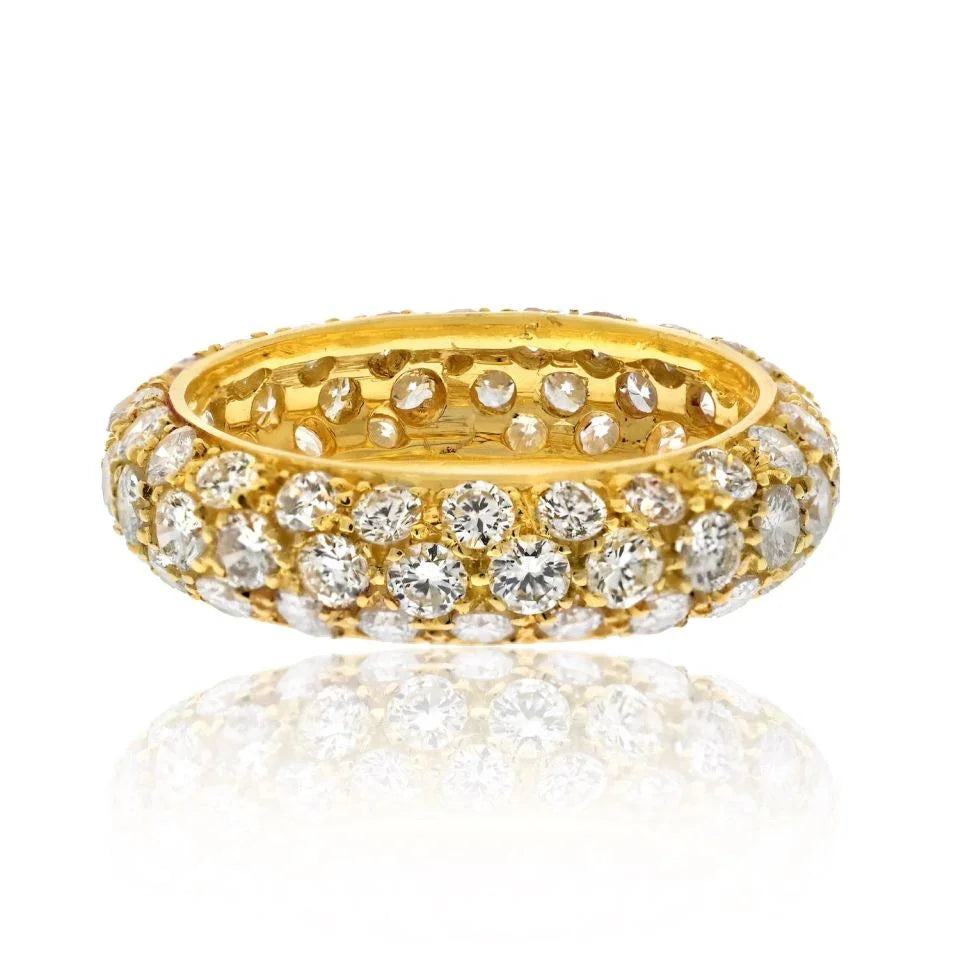 18K Yellow Gold 4.00cttw Multirow Diamond Eternity Ring - The Back Vault