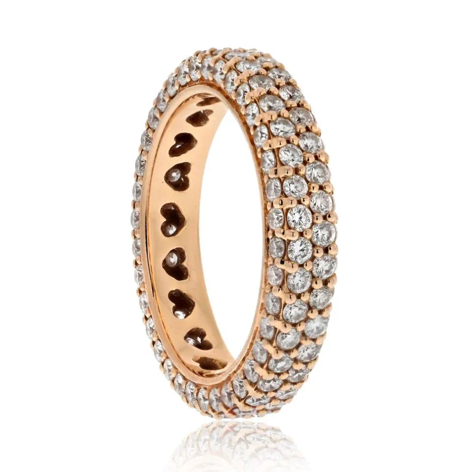 18K Rose Gold 4.00cttw Round Cut Diamond Eternity Ring - The Back Vault